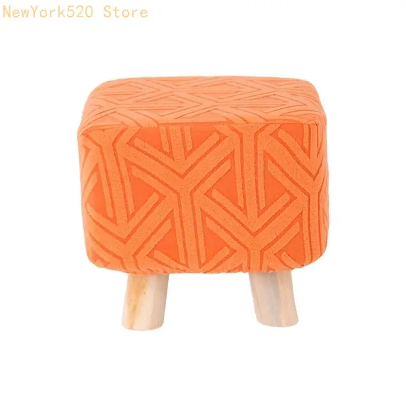 Furniture Protector Square Footrest Foot Stool Slipcover Soft Polyester Elastic Edges Machine Washable Design N84C