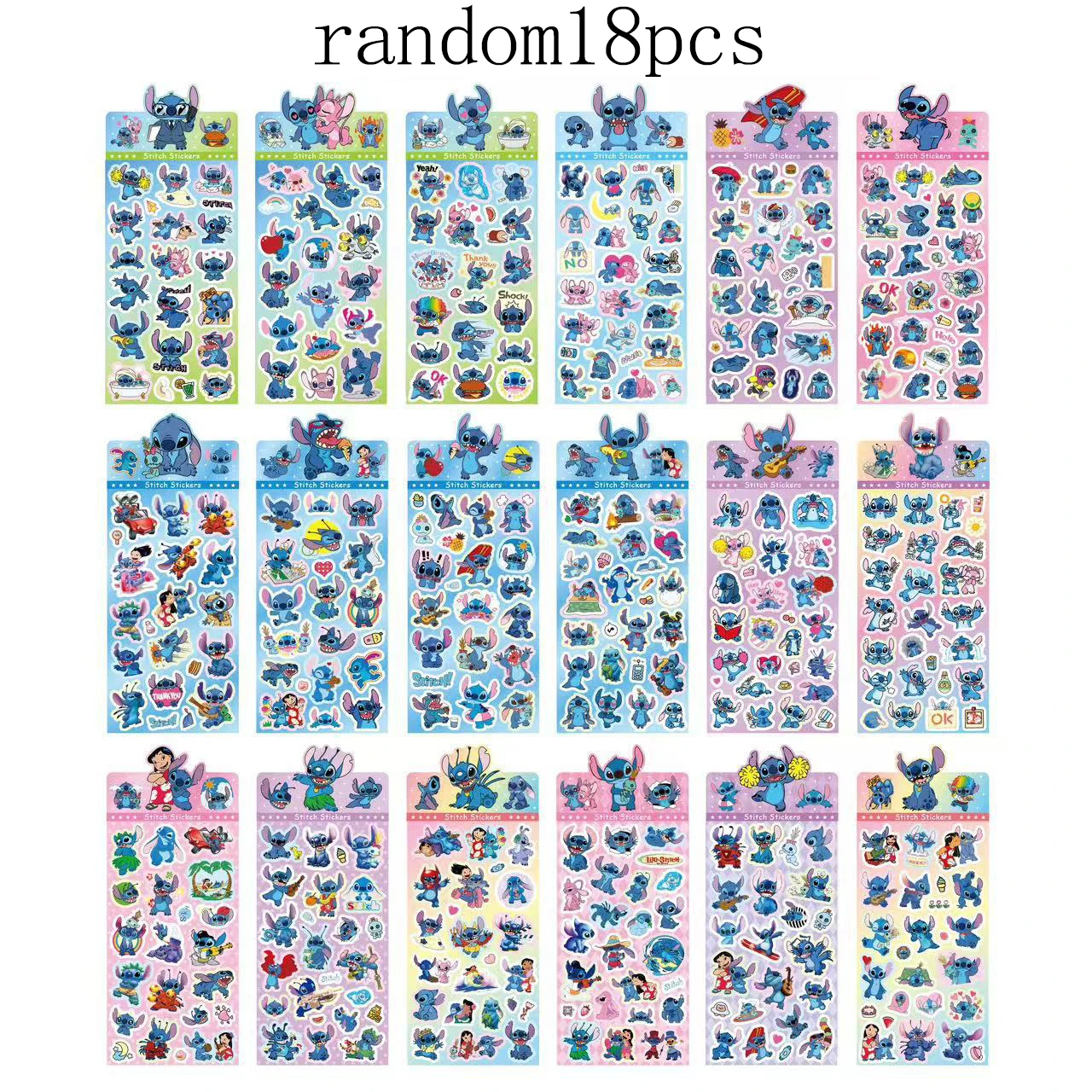 크레이지 주토피아 2 스티치 닉 래빗 주디 레이저 스티커 어린이 귀여운 만화 장식 작은 패턴