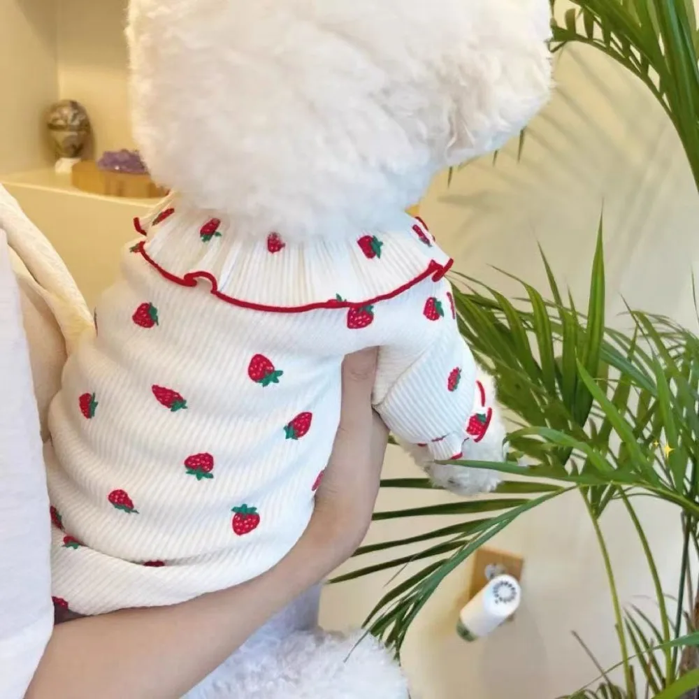

Comfortable Cute Pet Strawberry Base Shirt Soft Breathable Pet Clothes Fashion Dog Vest Spring