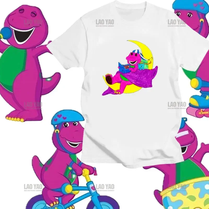 Новинка лета 2023, мультяшная анимационная футболка, Веселая мультяшная футболка Барни и друзей с графическим принтом, футболка с круглым вырезом и короткими рукавами, одежда