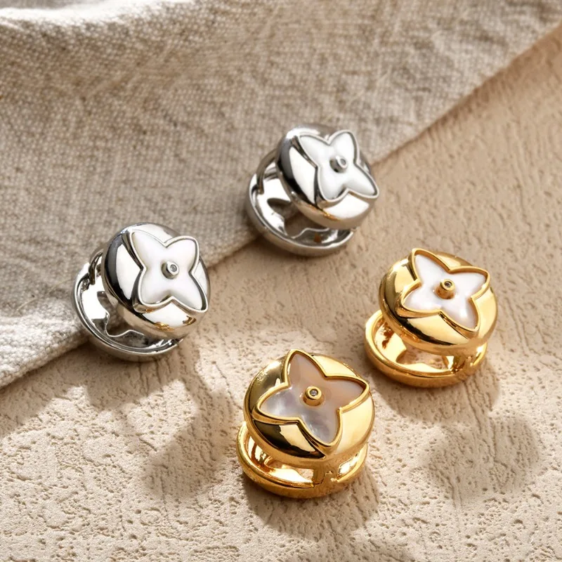 Fashion Shell Light Luxury High-End Ear Buckle Round Small Fragrance Classic Retro Personalized Ear Jewelry Women