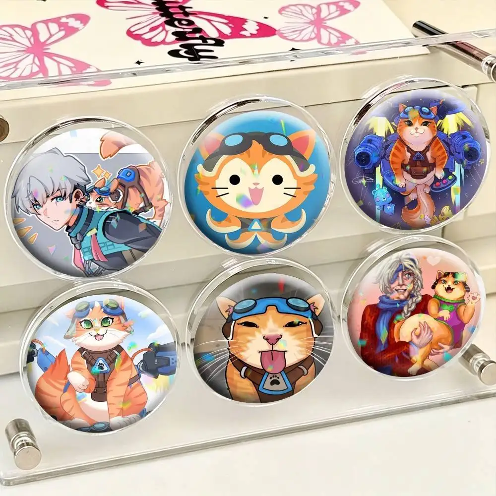 Pop Game Overwatch Jetpack Cat   25 32 44 58 75mm Badges Personalized Round Brooches Pins Accessory Gift