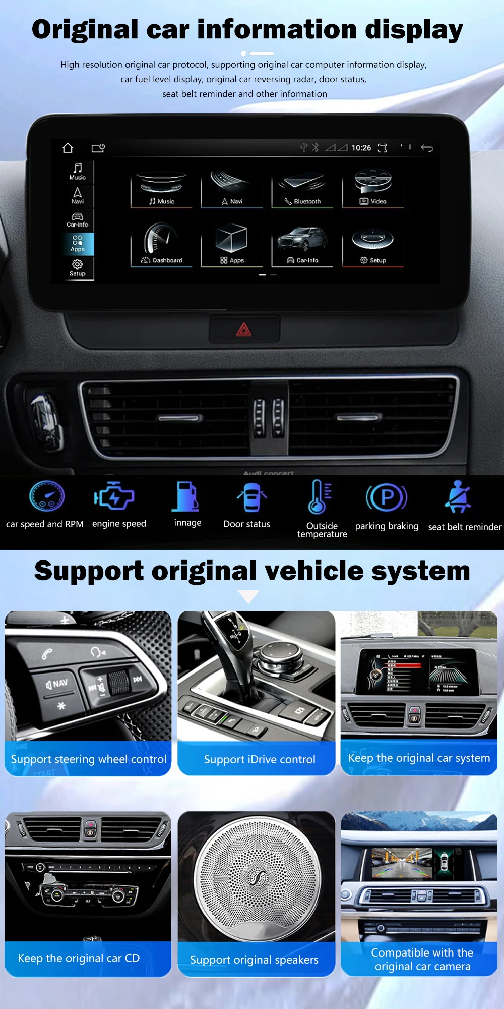 RHD Dla Audi A6 A7 C7 RS6 RS7 S6 2012-2018 Android 14 12,3-calowy odtwarzacz Radio samochodowe Multimedia Stereo Carplay Auto Nawigacja GPS