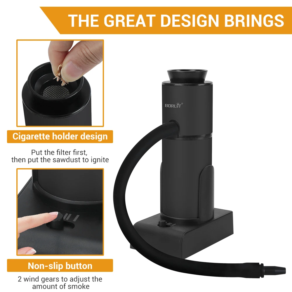 BORUiT SK303 Smoke Infuser Cuisine Molecular Machine Portable Cold Smoke Generator BOX Meat Burn Bar Cooking BBQ Smoking Gun