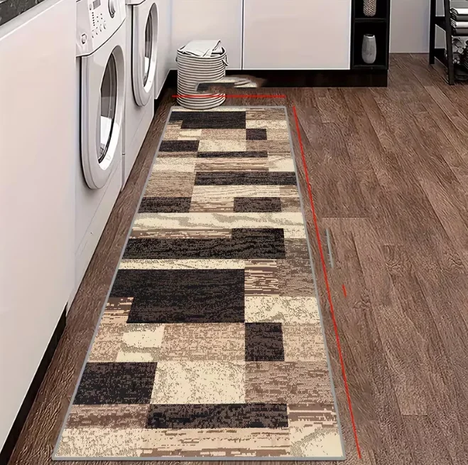 Creative Grid Pattern Hotel Floor Pattern Coffee Shop Interior Long Mat Art Gallery Fashion Decoration Mat Restaurant Runway Mat