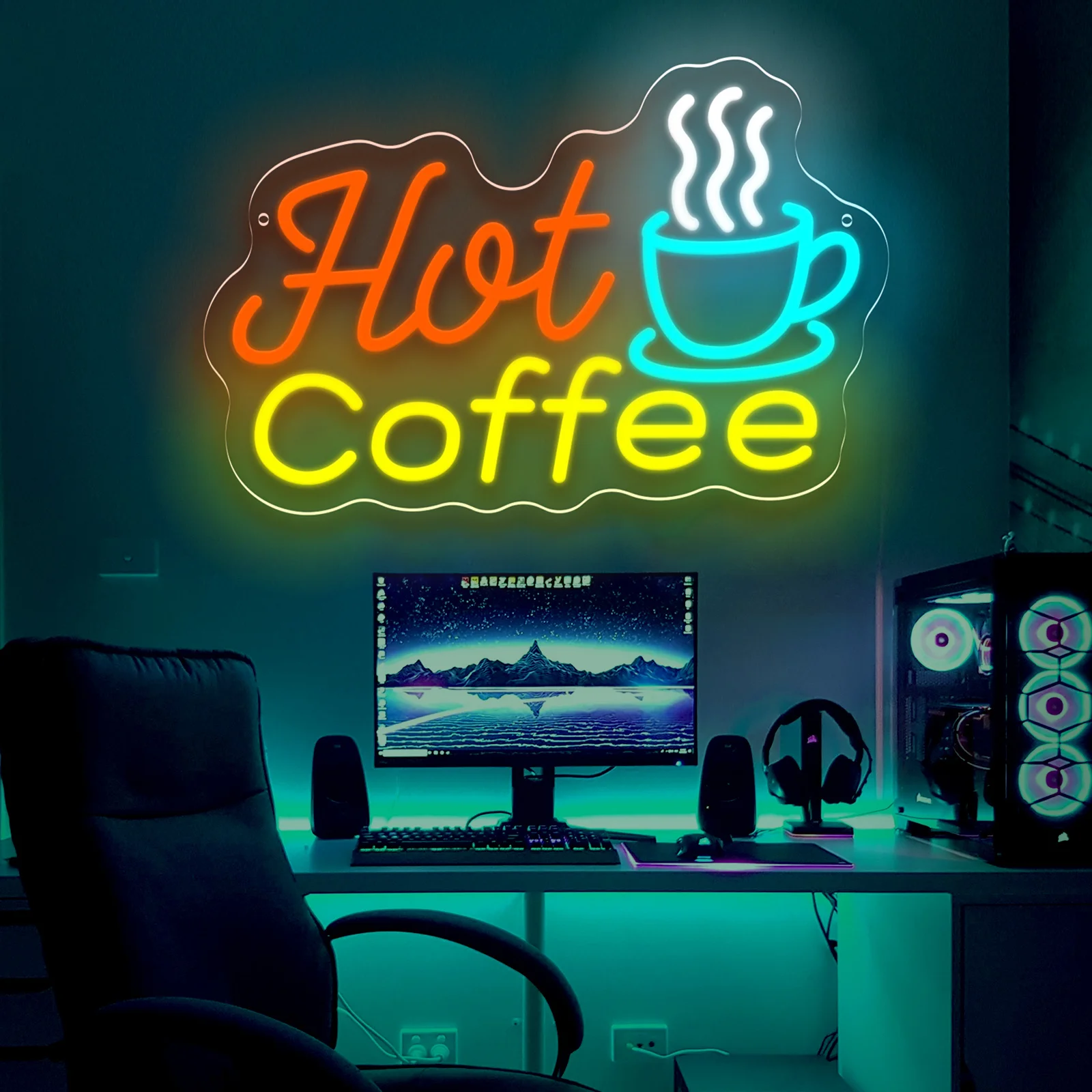  Hot Coffee LED Neon Sign USB Dimmable Neon Light Sign for Gameroom Bedroom Bar Livingroom Birthday Party Gift Wall Decor