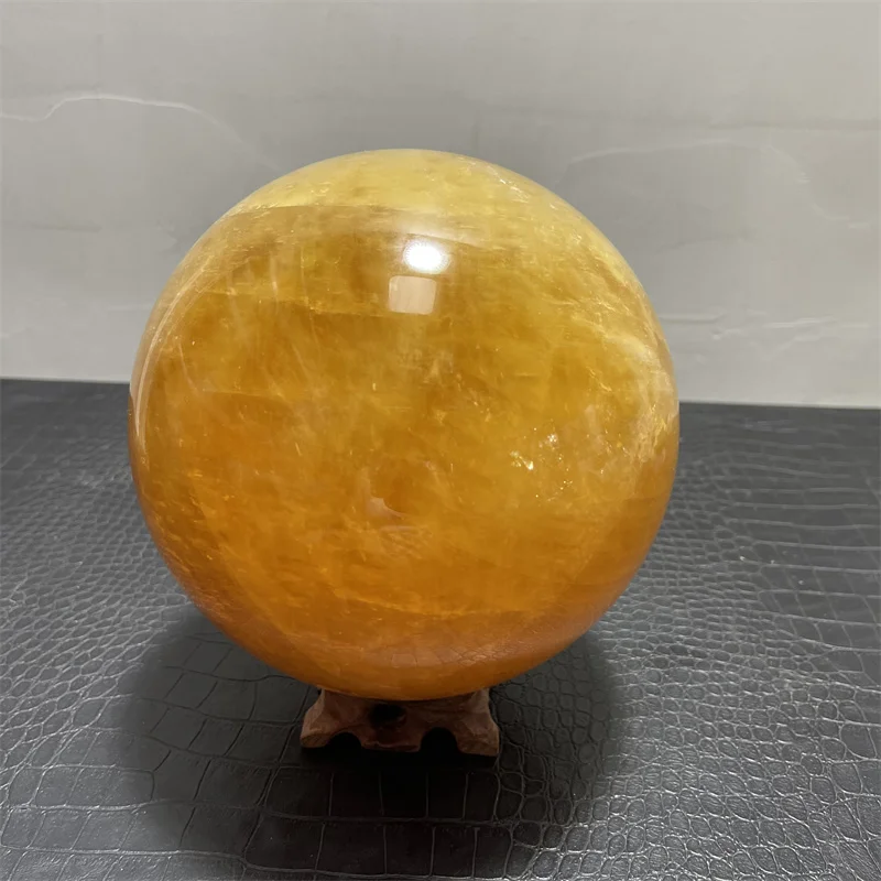 7.7kg NATURAL CITRINE CALCITE QUARTZ CRYSTAL SPHERE BALL HEALING GEMSTONE