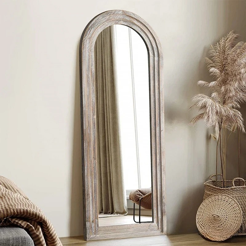 

American retro style full mirror Internet celebrity French arch high definition floor old medieval full-length