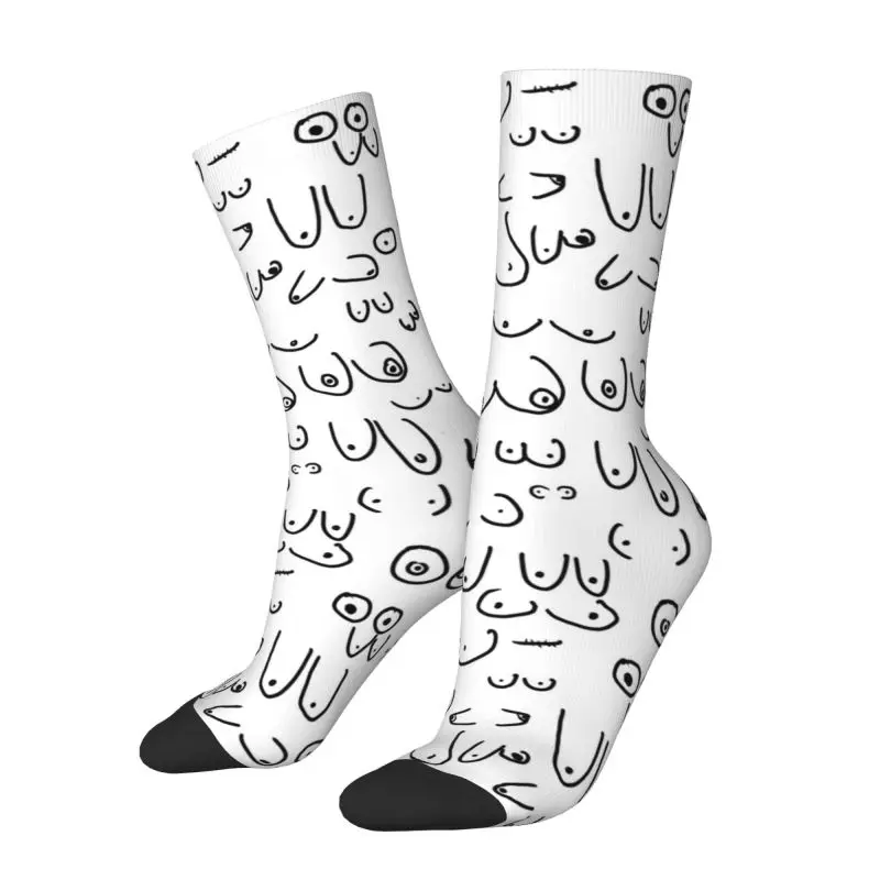 Cute Boobs Linework Line Art Mens Crew Socks Unisex Kawaii 3D Printing Dress Socks