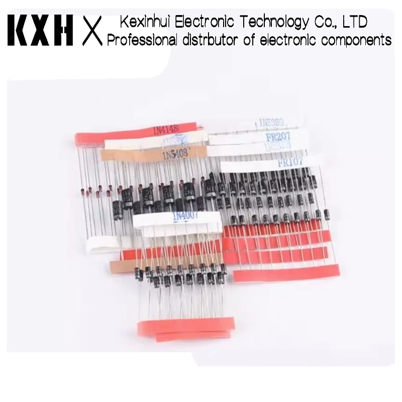 1N4148 1N4007 1N5819 1N5399 1N5408 1N5822 FR107 FR207, 8 Values=100 pcs, Electronic Components Package, Assorted Diode Kit