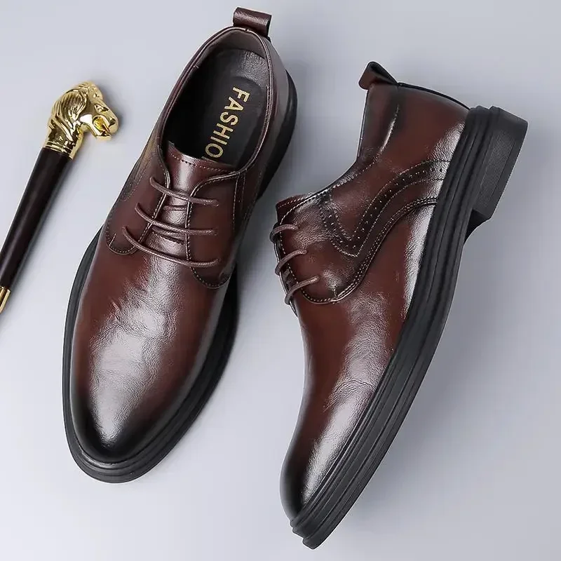 Nuove scarpe Derby da uomo fatte a mano a testa tonda stringate scarpe eleganti abbigliamento nero uomo abbigliamento formale scarpe da sposa di lusso