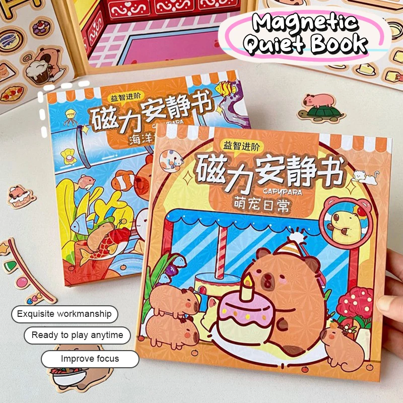 Capybara Refrigerator Magnet Cartoon Game Book Birthday Party Activities Handbook Quiet Book Whole Children'S Decorative