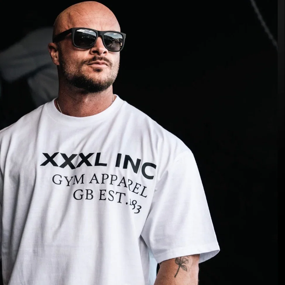 Off-Set XXXL Logo Oversized Base T-Shirt mit Grafikdruck aus Baumwolle – Bodybuilding, Workout, Freizeit, Fitness, Streetwear Oberteile – Detail 2