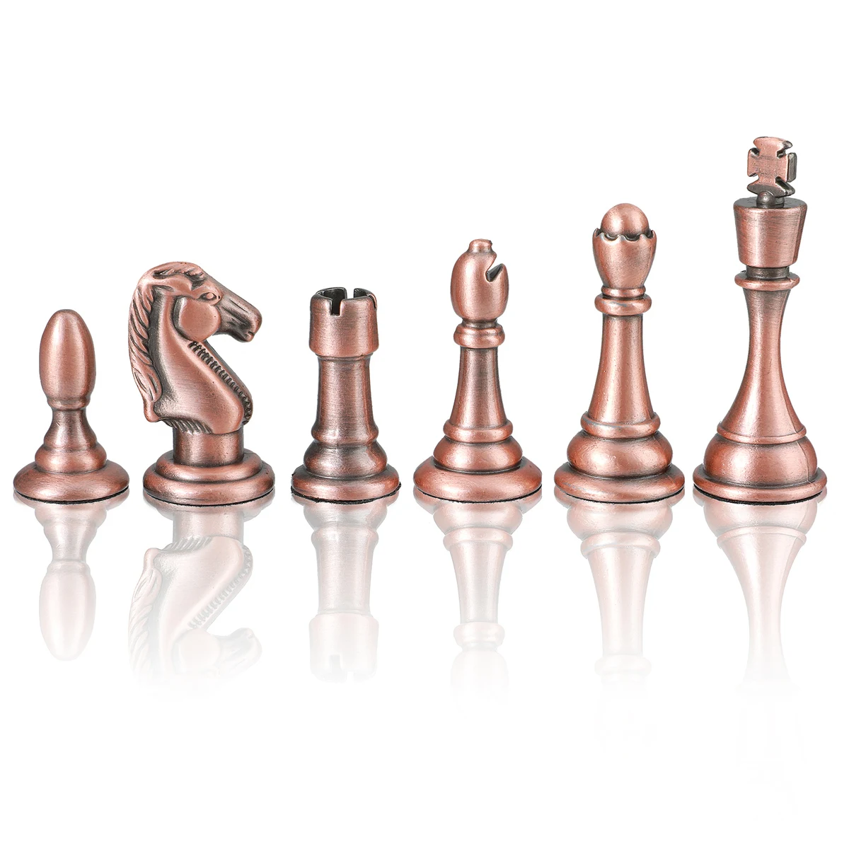 Zinc Alloy Antique Bronze Metal Chess Pieces 29cm/11.42inch High-Quality Solid Wood Foldable Board Game