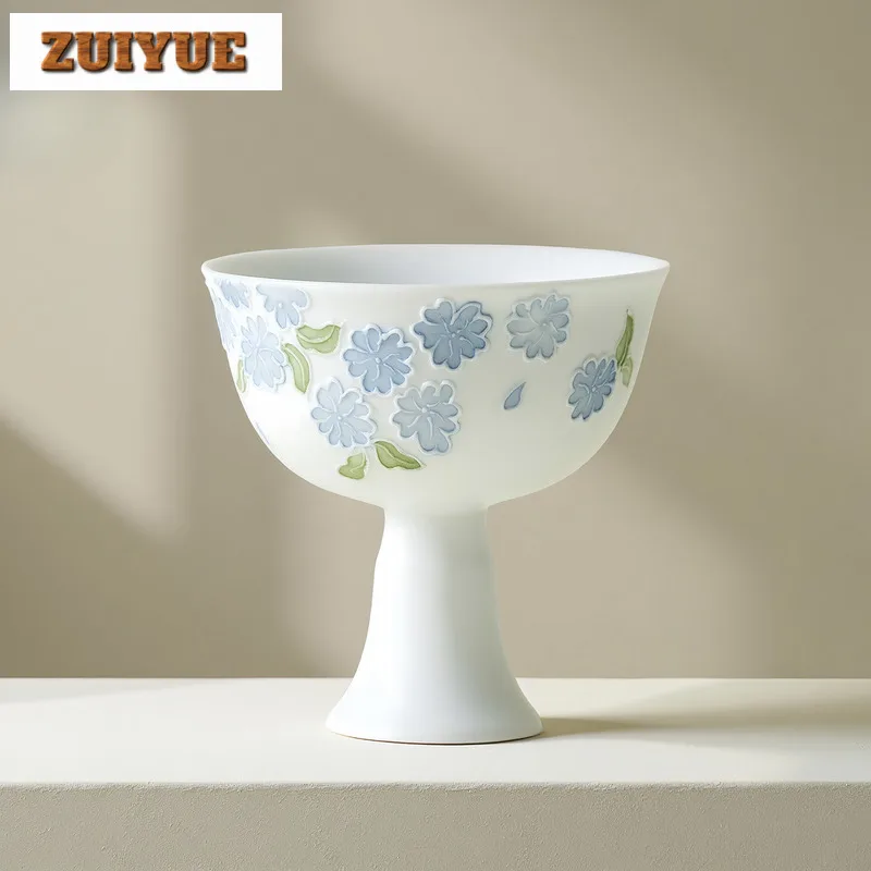 

2pc/lot Hand-painted Small Blue Flower Teacup Vintage Tea Bowl Mug Tea-tasting Personal Cup Jianzhan Master Cups Drinkware 60ml