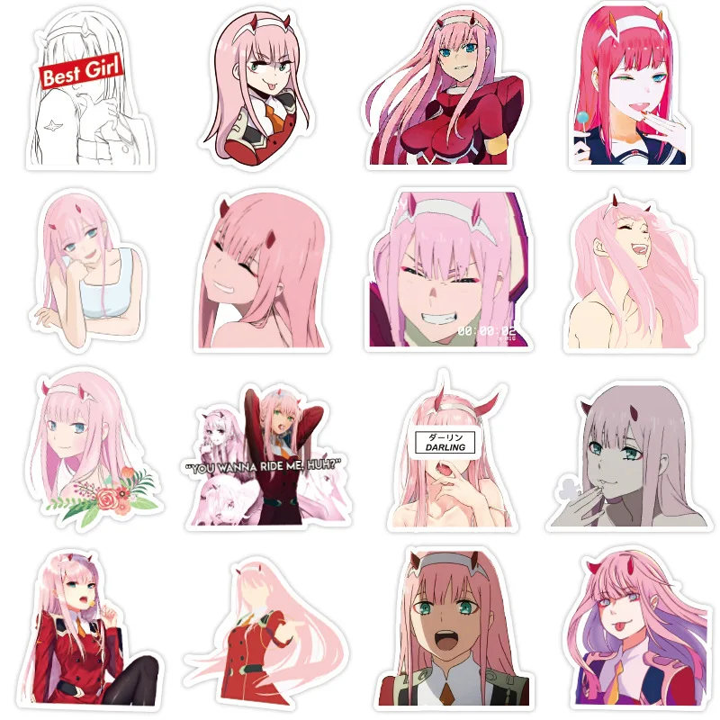 50Pcs/Set Japan Anime DARLING in the FRANXX Hiro ZERO TWO ICHIGO GORO MIKU KOKORO Waterproof Notebook Car Sticker