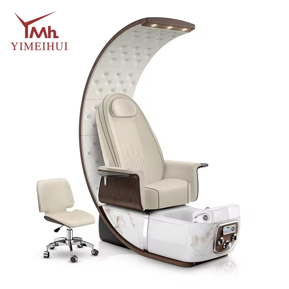 Immagine 5: Poltrona Professionale Moderna con Schienale Alto per Spa Piedi, Massaggi, Manicure e Pedicure per Saloni di Bellezza con Base LED