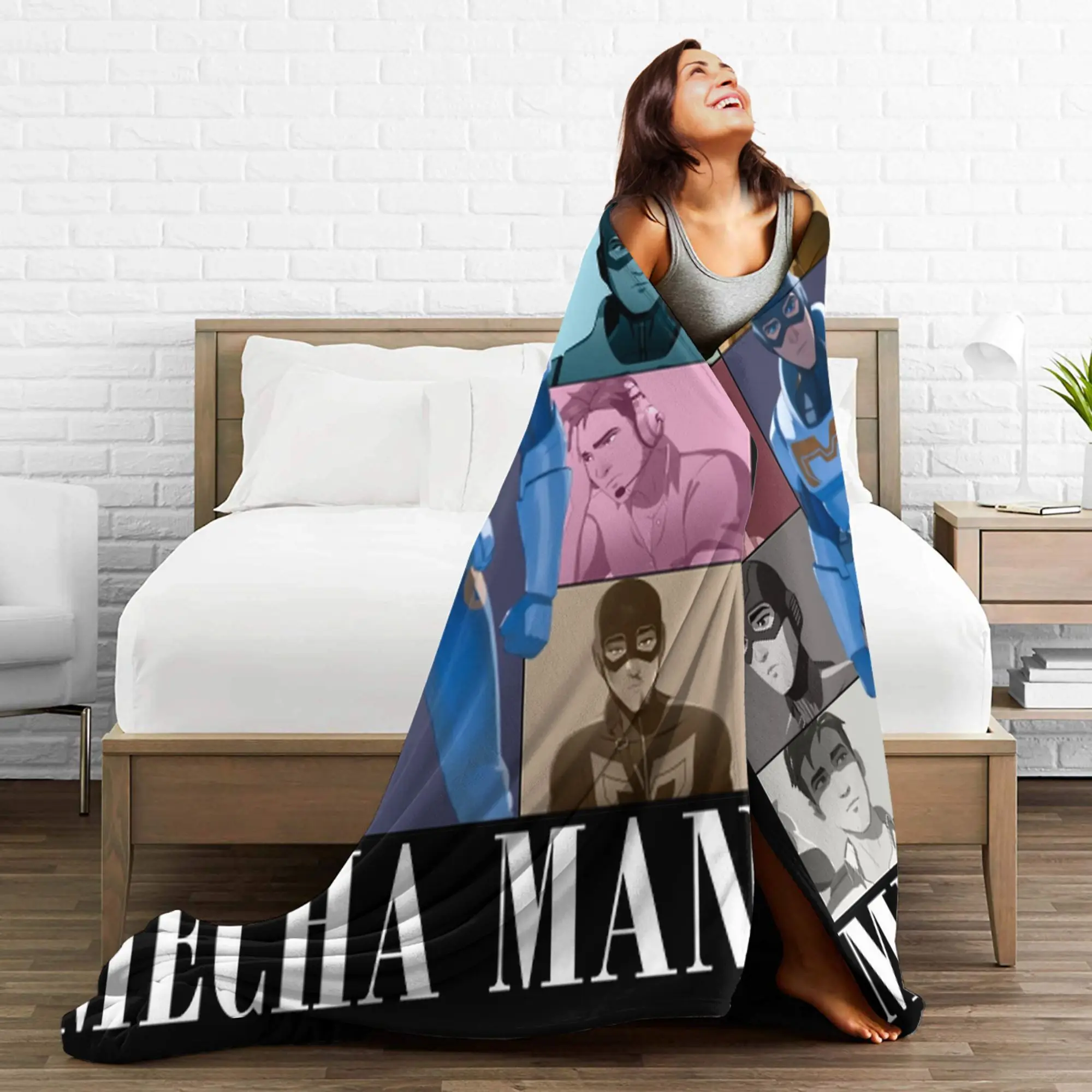 إرسال لعبة Mecha Man Eras جولة البطانيات الفانيلا ربيع الخريف تنفس سوبر لينة رمي بطانية للسرير سيارة الفراش يلقي #4