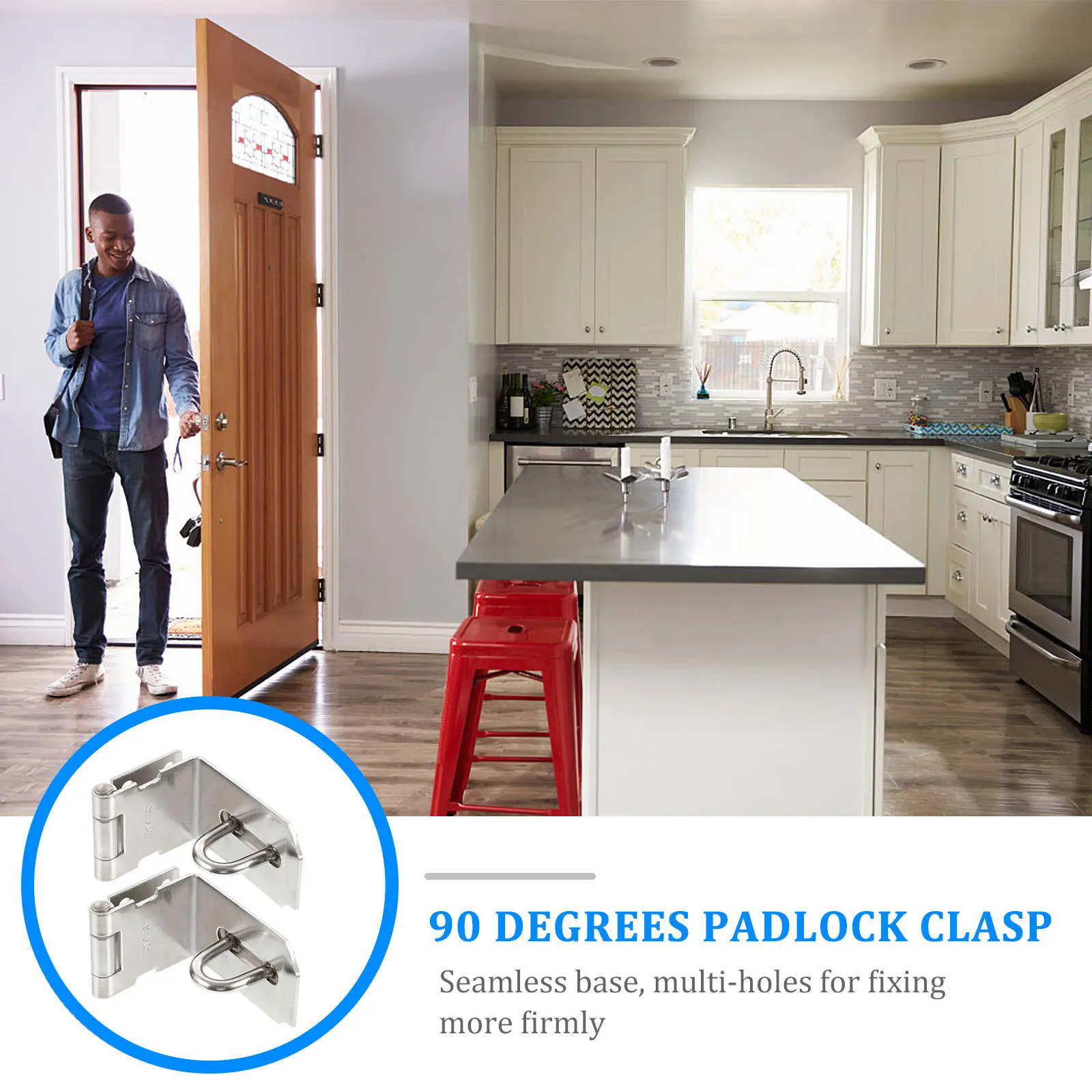 قطعتان من مشبك الباب الأيمن من الفولاذ المقاوم للصدأ متين وسهل التركيب لخزائن أبواب النوافذ وأقفاص الحيوانات الأليفة