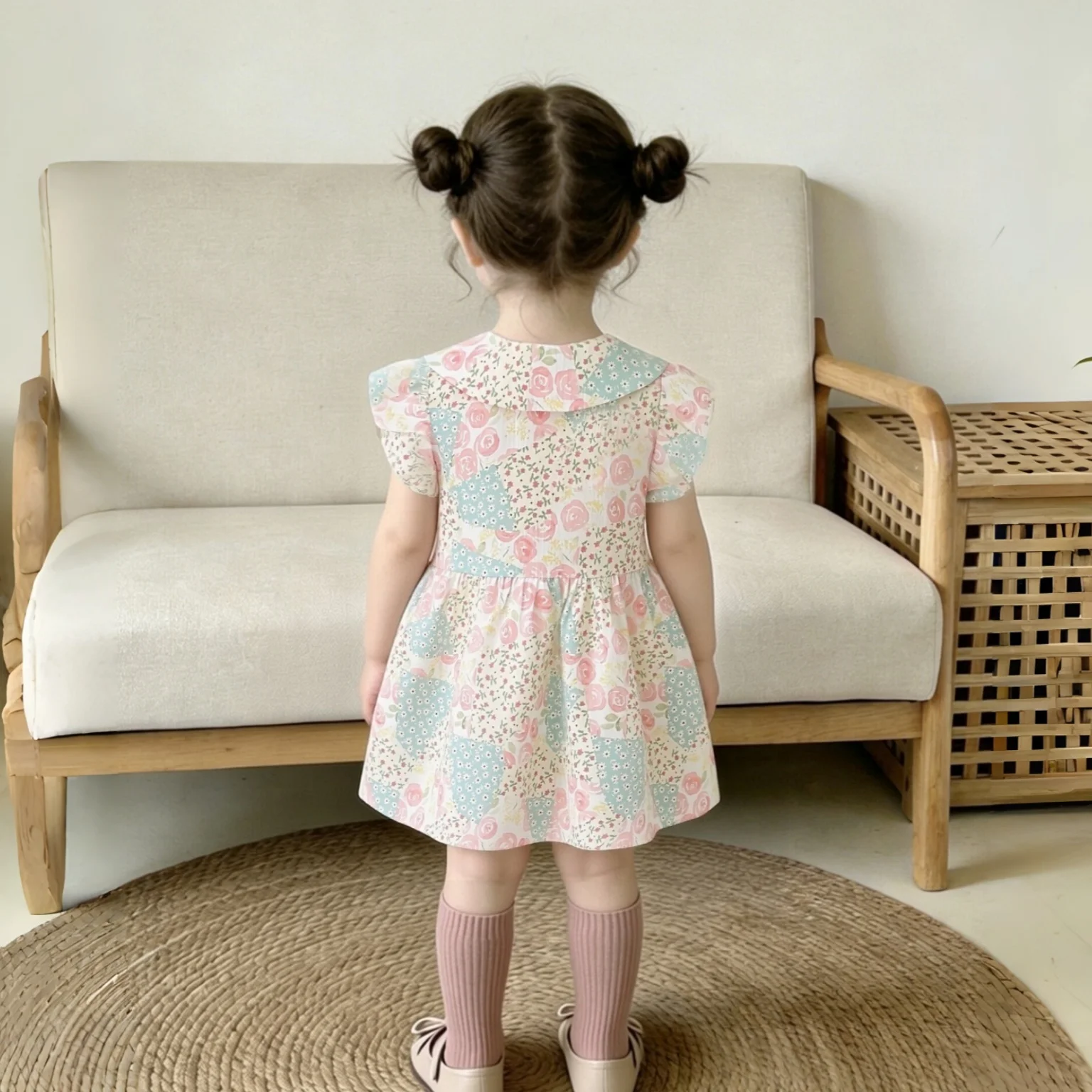 Sweet Lovely Summer New Baby Girl Dress Flower Print Birthday Party Princess Dress Children's Clothing 9 Months - 4 Years Old
