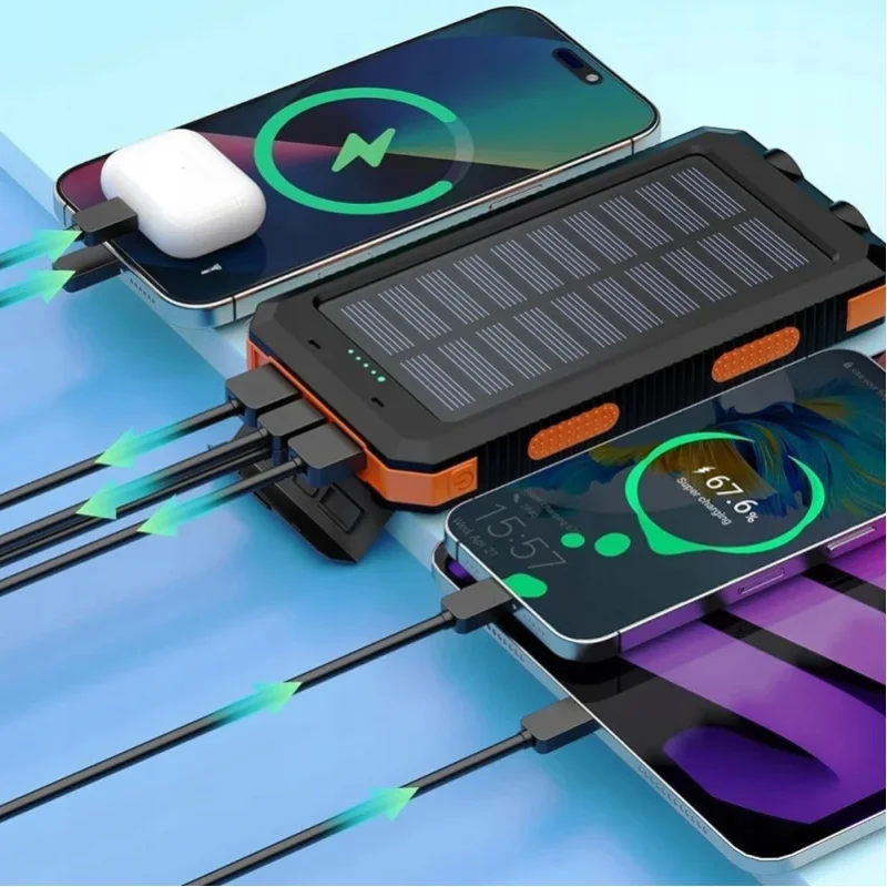 Przenośna ładowarka solarna o pojemności 26800 mAh, zasilana energią słoneczną, zewnętrzny akumulator do użytku w podróży i w sytuacjach awaryjnych. — 2
