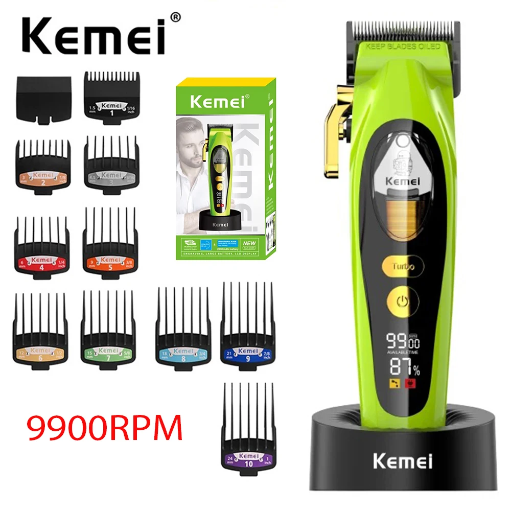 

Kemei 2035 Hair Clipper Barber Professional Cordless Trimmer Magnetic Motor Mower Men Hair Cutter 9000 RPM Hair Cutting Machine