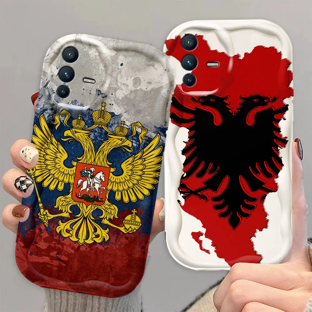 Russian Double-Headed Eagle Flag Emblem Cream White Curve Phone Case For VIVO V40 V29 V15 V20 V21 V23 V25 V27 V29 V30 E 5G PRO