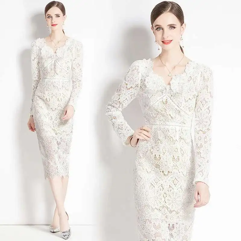 Summer Autumn Holiday 3D White Flower Embroidery Bridesmaid Wedding Dress Women Sheath Prom Evening Pencil Midi Dresses Black