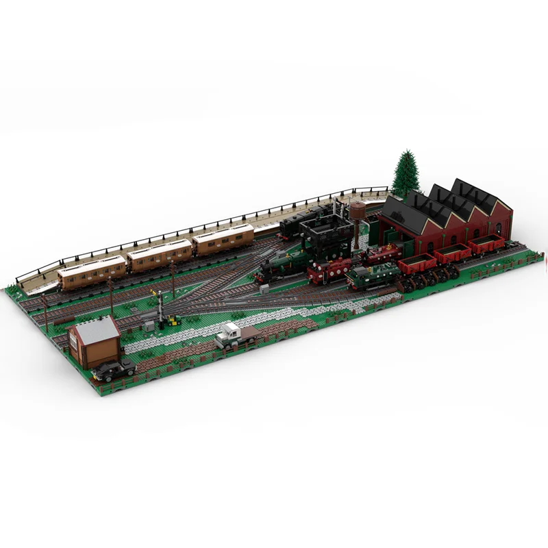 4394 قطعة MOC 2 حارة قاطرة سقيفة قطار نموذج اللبنات العمارة هدية الكريسماس لتقوم بها بنفسك اللعب التعليم الطوب عيد ميلاد #2