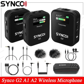 SYNCO 무선 라발리에 마이크 시스템, 스마트폰 테이블 DSLR 카메라, 브이로그 스트리밍 유튜브용, G2 G2A1 G2A2
