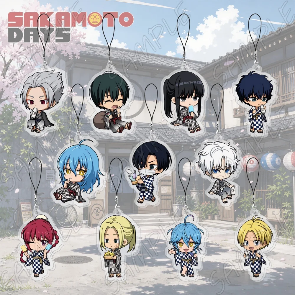 Anime Sakamoto Days Acrylic Keychain Chibi Yukata Ver Nagumo Taro Sakamoto Osaragi Shishiba Gaku Figure Bag Pendant Keyring 6cm