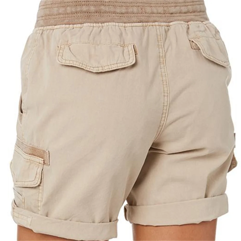 2023 Summer Women Cargo Shorts Solid Color Baggy Multi Pocket Work Pants Sweatpants Tactical Female Wide Leg Shorts
