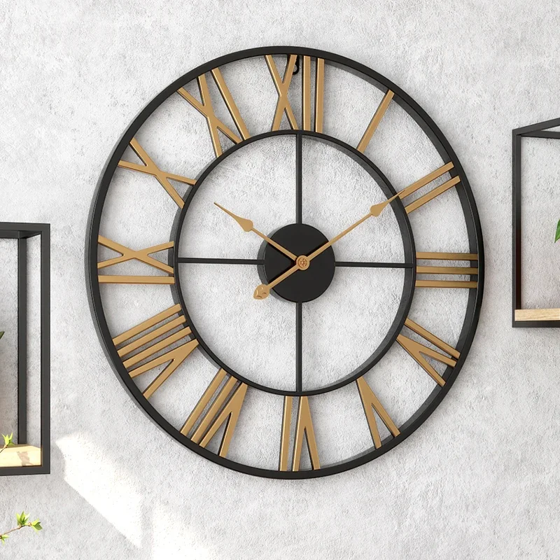 Industrial Modern Wall Clock Nordic Silent Metal Kitchen Creative Wall Watch Digital Horloge Murale Decoration Salon