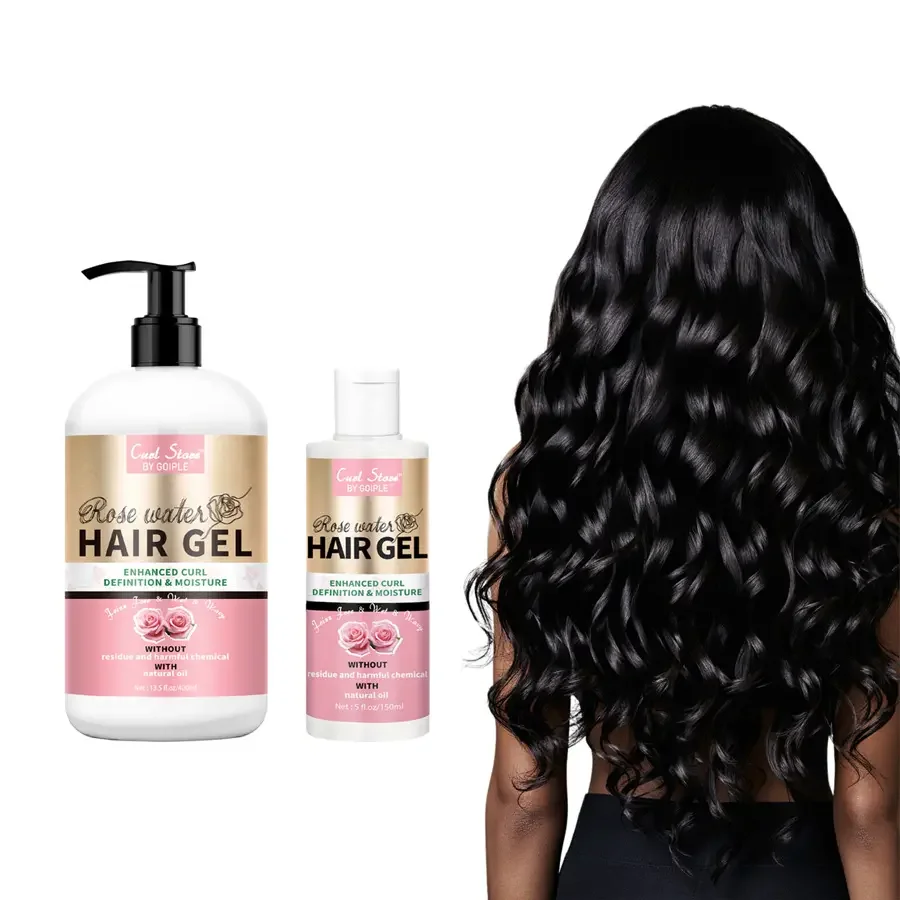 GOIPLE Natural Rose Water Hair Gel Enhance Curl Defining Cream Moisture Smooth Control Flyaways Shaping Styling Curly Products