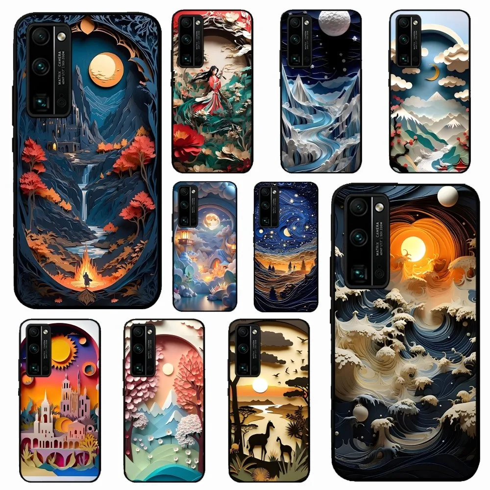 3D Stereo Landscape Image Phone Case For Huawei Honor 10 Lite 9 20 7A 9X 30 50 60 70 Pro Plus Soft Silicone Cover