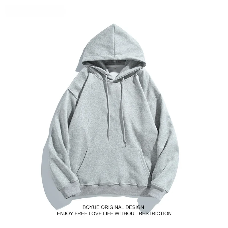 

Мужское худи Boyue оверсайз, теплый однотонный свитшот для осени и зимы, утолщенный 300 г, повседневный, удобный, свободного кроя, уличный стиль