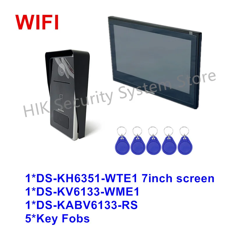 Hikvision WIFI IP-видеодомофонная система DS-KH8520-WTE1 DS-KH9310-WTE1 Экран внутреннего монитора Беспроводной дверной звонок DS-KV6133-WME1