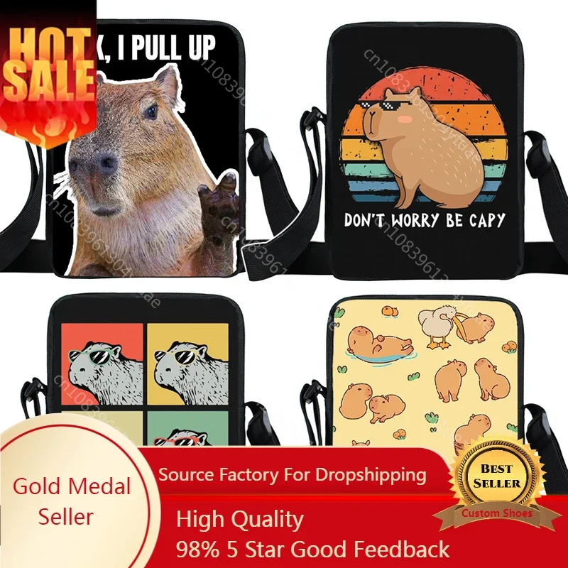 Cute Capybara Crossbody Bag Ok I Pull Up Women Handbag Dont Worry Be Cappy Messenger Bags for Travel Shoulder Bag Phone Holder