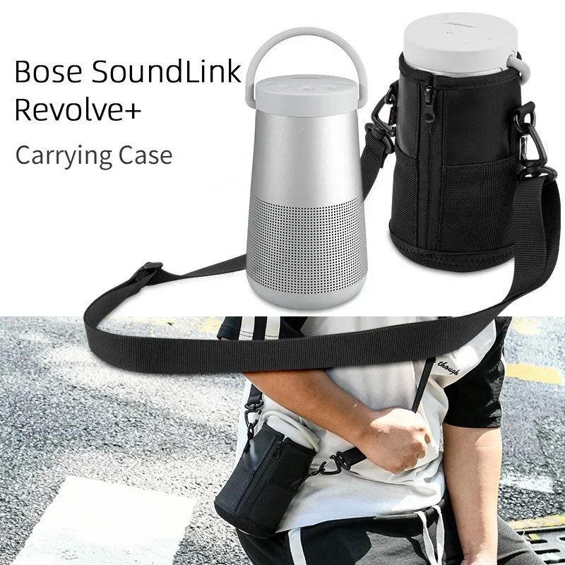 Travel Carrying Case for Bose SoundLink Revolve+ Bluetooth Speaker Mesh Speaker Cover Bag with Adjustable Shoulder Strap