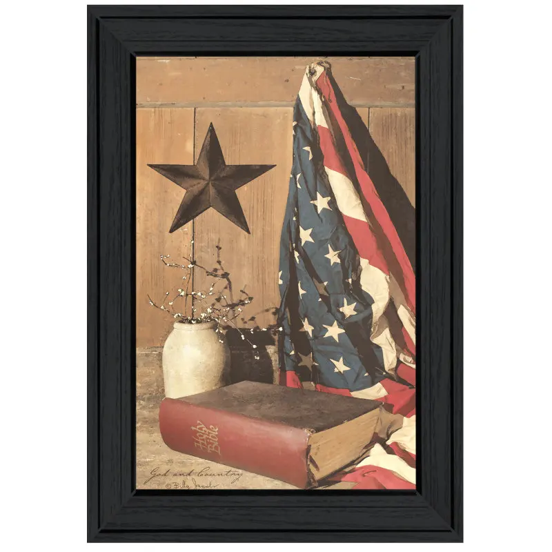 

"God and Country" By Billy Jacobs, Ready to Hang Framed Print, Black Frame