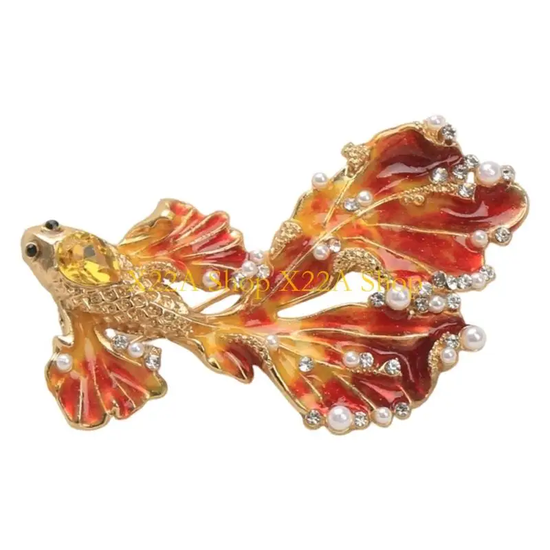 Unique Artistic Alloy Brooch Showcasing Long Tail Fish Vibrant Color for Ocean Themed Fashion and Artistic Expression