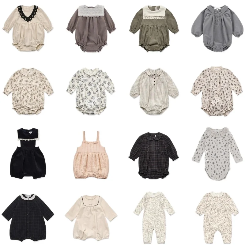 Cotton Baby Girls Romper Sets LOU26 Printed Long Sleeve T-shirt Shorts Infant Blouse Bloomers Toddler Antumn Clothes Bodysuit