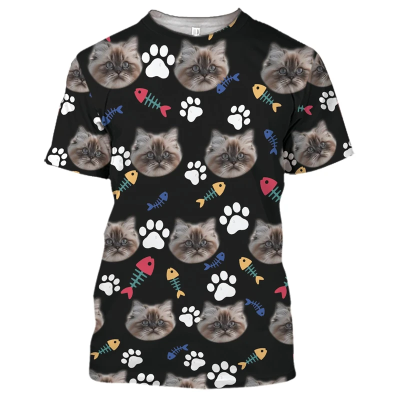 Cute Cat 3D Printed T Shirt For Men Clothes Casual Cat Claw Paw T-Shirt Funny Design Unisex Tee Pet Cats Kawaii Girl Tshirt Tops