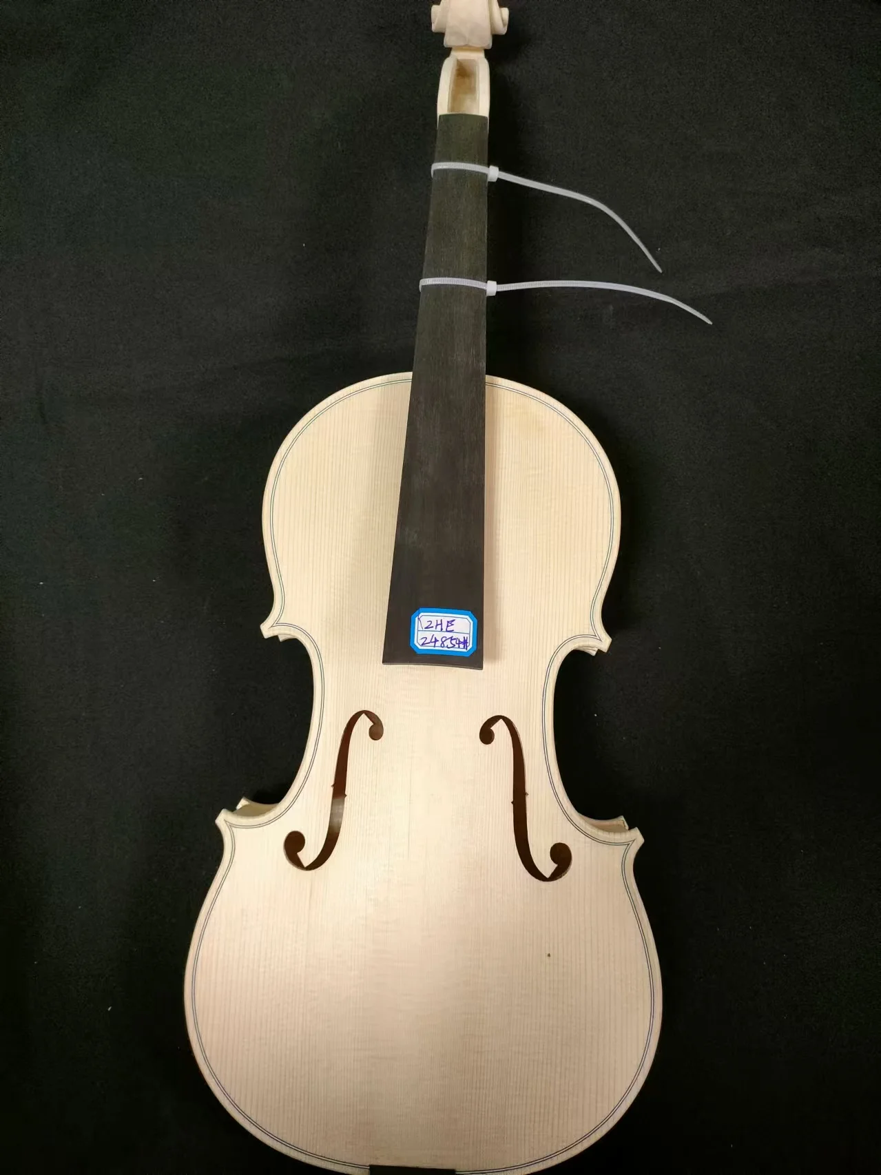 1PC  Unvarnished Violin 4/4 Euroepan Wood Flamed Maple Back Spruce Top Ebony Fingerobard ZHE24854#