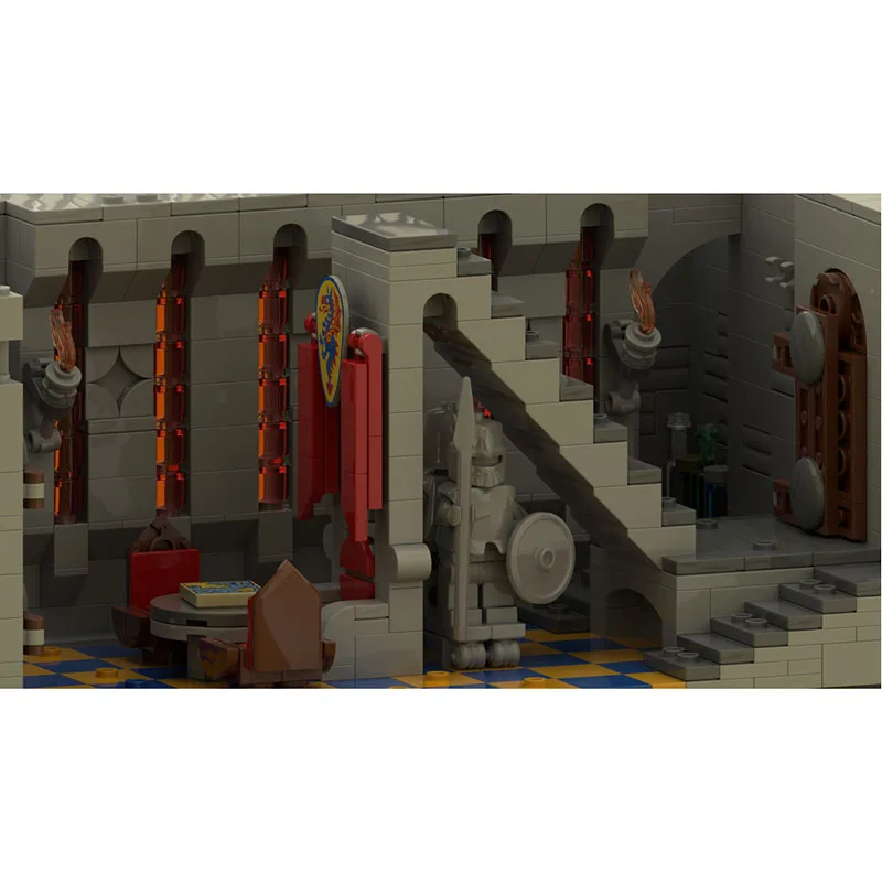 Moc blocos de construção arquitetura medieval modelo cavaleiro preto rosa castelo modular blocos de construção festival presente brinquedo diy conjunto