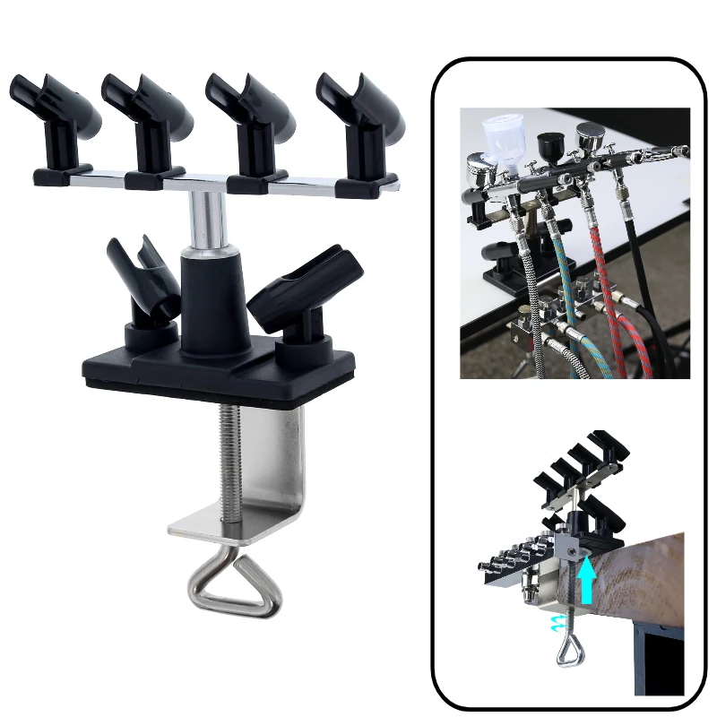Multiple Airbrush Holder Station with 6-Way Adjustable Splitters Manifold can Hold Up to 6 Airbrushes
