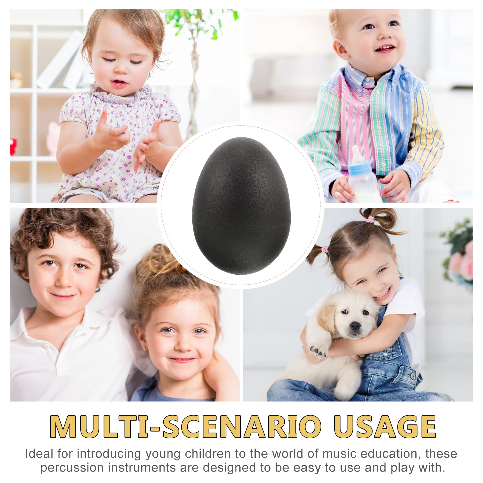 

10 Pcs Sand Eggs Kids Percussion Instruments Plastic Musical Toy Black White Egg Maraca Egg Hand Shaker