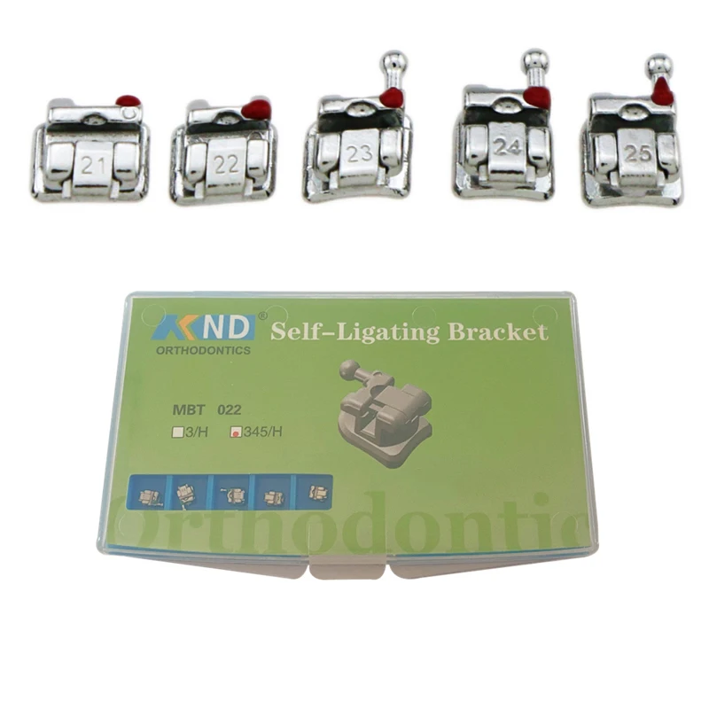 24pcs/Box KND Orthodontic Metal Self-Ligating Bracket MBT/ROHT 022 345HOOKS/ 24Pcs Roth 022 345H Metal Self Ligating Bracket