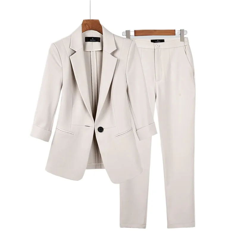 2024 Lente Zomer Nieuw Elegant Colbert Bijpassende Set Dames Koreaanse Chique Blazers Jasbroek 2 Stuk Dames Professioneel Pak