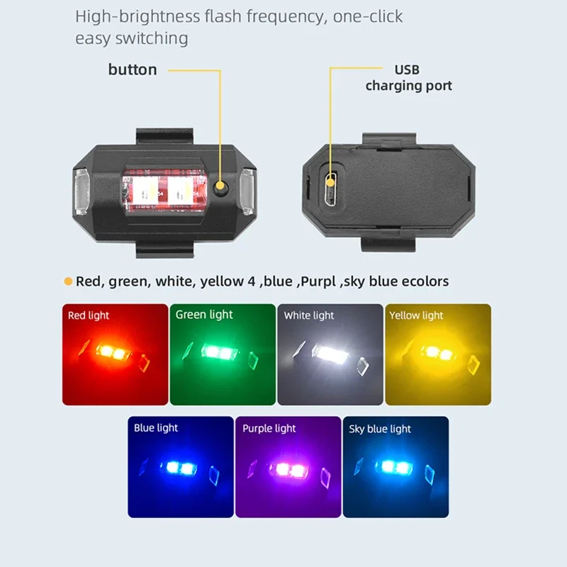 Mini Drone Strobe Light 6 Lights Color Lightweight Anti-collision for DJI Mavic Mini 2/Mini 4 Pro/Mavic 3 Accessories